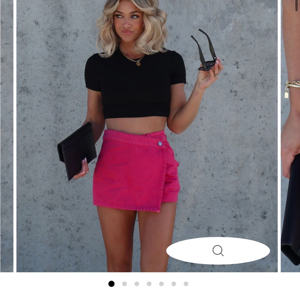 STACEY DENIM SKORT - HOT PINK